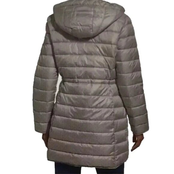 NEW Kenneth Cole Women's L Puffer Jacket With Hood Lightweight Quilted Grey - Picture 2 of 12